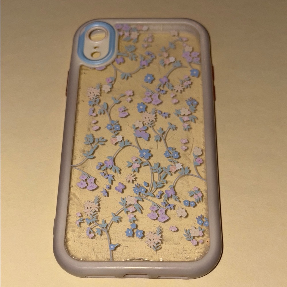 Floral Pattern Phone Case - Blue and Purple